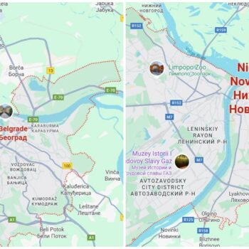 Beograd, Nižnji novgorod, mapa, google