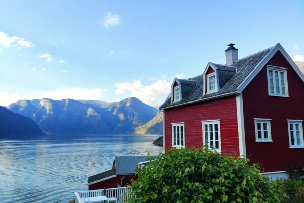 selo, kuća, more, voda