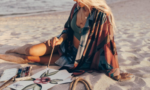 turizam, plaža, more, slikanje, umetnost, kreativni odmor