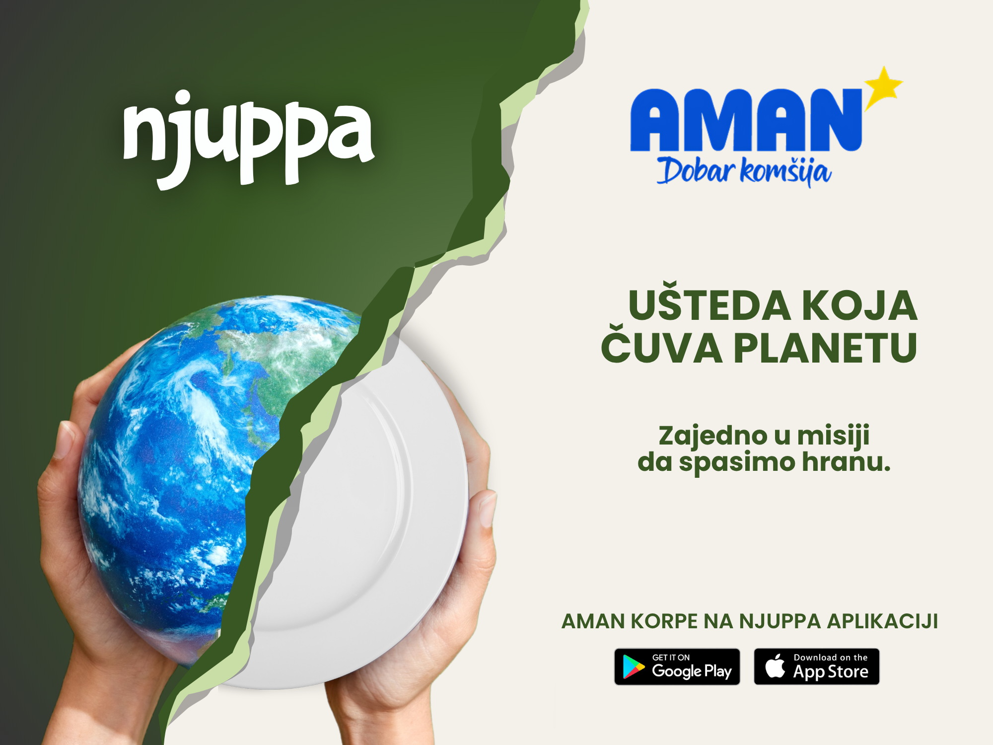 U saradnji sa NJUPPA aplikacijom Aman smanjuje bacanje hrane i omogućava kupcima priliku za uštedu